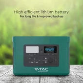 V-TAC hordozható töltőállomás 1000W, napelemes töltési lehetőséggel, EU dugaljjal - SKU 11627