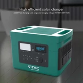 V-TAC hordozható töltőállomás 1000W, napelemes töltési lehetőséggel, EU dugaljjal - SKU 11627