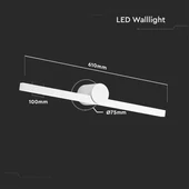 V-TAC IP65 fali 10W tükör- és képvilágítás, fehér házzal, természetes fehér, 150 Lm/W - SKU 405821