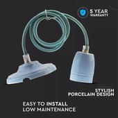 Kép 3/8 - V-TAC kék porcelán függeszték E27 foglalattal - SKU 3806