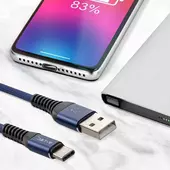 Kép 6/7 - V-TAC kék, USB - Type-C 1m hálózati kábel - SKU 8633