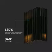 Kép 5/6 - V-TAC kétirányú kültéri fali LED lámpa, 2x6W, meleg fehér, fekete házzal - SKU 10559