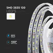 Kép 5/8 - V-TAC kettős PCB LED szalag IP65 SMD 2835 chip 120 db/m hideg fehér, 100LM/W - SKU 212627