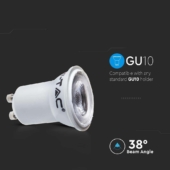 Kép 5/7 - V-TAC kisfejű GU10 LED spot égő 2W hideg fehér 38°, ø35mm széles - SKU 21871