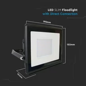 V-TAC kötödobozos LED reflektor 50W természetes fehér, fekete házzal - SKU 20314