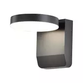Kép 1/6 - V-TAC kültéri fali 17W LED lámpa, kerek fejjel, fekete házzal, meleg fehér - SKU 2952