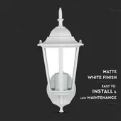 Kép 4/9 - V-TAC kültéri fali lámpa, matt fehér, E27 foglalattal - SKU 7067