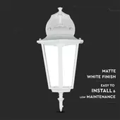 Kép 4/9 - V-TAC kültéri fali lámpa, matt fehér, E27 foglalattal - SKU 7069