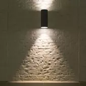 Kép 2/6 - V-TAC kültéri kétirányú alumínium fali lámpa, 2xGU10 foglalattal, fekete házas - SKU 2971
