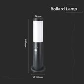 V-TAC kültéri, mozgásérzékelős fekete állólámpa, 45 cm, E27 foglalattal - SKU 8985