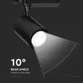 Kép 4/10 - V-TAC LED 10°-os sínes spotlámpa, mozgatható fejjel, 35W hideg fehér - SKU 211287