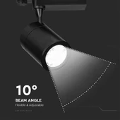V-TAC LED 10°-os sínes spotlámpa, mozgatható fejjel, 35W meleg fehér - SKU 211285