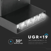 Kép 8/14 - V-TAC LED dönthető spotlámpa mágneses sínhez 10W CRI&gt;90 UGR&lt;19 természetes fehér - SKU 7963