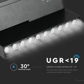 Kép 8/14 - V-TAC LED dönthető spotlámpa mágneses sínhez 20W CRI&gt;90 UGR&lt;19 meleg fehér - SKU 7964