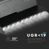 Kép 8/14 - V-TAC LED dönthető spotlámpa mágneses sínhez 20W CRI&gt;90 UGR&lt;19 természetes fehér - SKU 7965