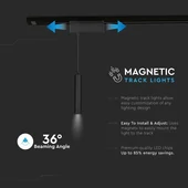 V-TAC LED függő spotlámpa mágneses sínhez 15W CRI>90 UGR<19 meleg fehér - SKU 7968
