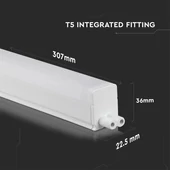 V-TAC LED lámpa 32cm T5 4W beépített kapcsolóval meleg fehér - SKU 689