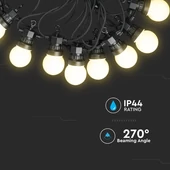 V-TAC LED party fényfüzér 10m 20db fényforrással - SKU 7440