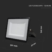 Kép 2/12 - V-TAC LED reflektor 100W természetes fehér Samsung chip, fekete házzal - SKU 21413