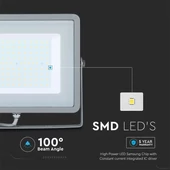 V-TAC LED reflektor 100W természetes fehér Samsung chip, szürke házzal - SKU 21473