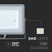 Kép 10/14 - V-TAC LED reflektor 100W természetes fehér Samsung chip, szürke házzal - SKU 21473