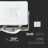 Kép 3/14 - V-TAC LED reflektor 10W meleg fehér Samsung chip, fehér házzal - SKU 21427