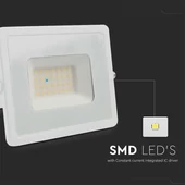 V-TAC LED reflektor 30W meleg fehér, fehér házzal - SKU 215955