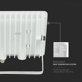 V-TAC LED reflektor 30W meleg fehér, fehér házzal - SKU 215955