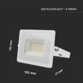 Kép 2/9 - V-TAC LED reflektor 30W természetes fehér, fehér házzal - SKU 215956