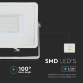 Kép 11/15 - V-TAC LED reflektor 30W természetes fehér Samsung chip, fehér házzal - SKU 21404