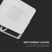 V-TAC LED reflektor 50W hideg fehér Samsung chip, fehér házzal - SKU 21411
