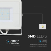 Kép 3/12 - V-TAC LED reflektor 50W meleg fehér Samsung chip, fehér házzal - SKU 21409