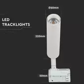 Kép 2/10 - V-TAC LED sínes spotlámpa állítható 20W CRI&gt;90 hideg fehér - SKU 364