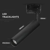 V-TAC LED sínes spotlámpa állítható 7W CRI>90 természetes fehér, fekete ház - SKU 354