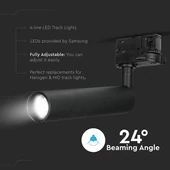 V-TAC LED sínes spotlámpa állítható 7W CRI>90 természetes fehér, fekete ház - SKU 354