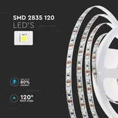 V-TAC LED szalag IP20 SMD 2835 chip 120 db/m hideg fehér, 100 Lm/W - SKU 212624