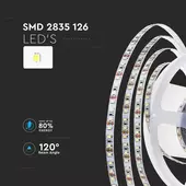 Kép 5/9 - V-TAC LED szalag IP20 SMD 2835 chip 126 db/m természetes fehér, 137LM/W - SKU 212594