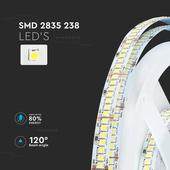 Kép 6/11 - V-TAC LED szalag IP20 SMD 2835 chip 238 db/m hideg fehér, 135LM/W - SKU 212601