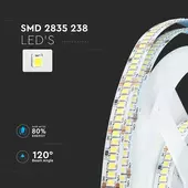 Kép 6/11 - V-TAC LED szalag IP20 SMD 2835 chip 238 db/m természetes fehér, 135LM/W - SKU 212600