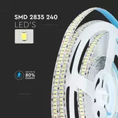 Kép 7/10 - V-TAC LED szalag IP20 SMD 2835 chip 240 db/m hideg fehér, 100LM/W - SKU 212166