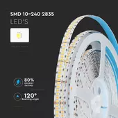 Kép 4/12 - V-TAC LED szalag IP20 SMD 2835 chip 240 db/m természetes fehér CRI&gt;95 - SKU 332