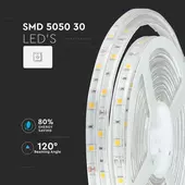 Kép 4/11 - V-TAC LED szalag IP65 SMD 5050 chip 30 db/m hideg fehér - SKU 2144