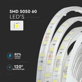 V-TAC LED szalag IP65 SMD 5050 chip 60 db/m hideg fehér - SKU 2564