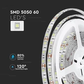 V-TAC LED szalag IP65 SMD 5050 chip 60 db/m természetes fehér - SKU 2150