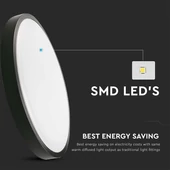 V-TAC mennyezeti kerek 18W lámpa, IP44, fekete kerettel, hideg fehér, 100 Lm/W - SKU 7635