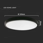 V-TAC mennyezeti kerek 24W lámpa, IP44, fekete kerettel, meleg fehér, 100 Lm/W - SKU 7636
