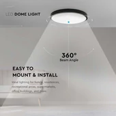 V-TAC mennyezeti kerek 24W lámpa, IP44, fekete kerettel, meleg fehér, 100 Lm/W - SKU 7636
