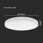 V-TAC mennyezeti kerek 30W lámpa, IP44, fehér kerettel, természetes fehér, 100 Lm/W - SKU 7622