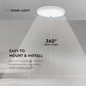 V-TAC mennyezeti kerek 30W lámpa, IP44, fehér kerettel, természetes fehér, 100 Lm/W - SKU 7622