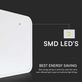 V-TAC mennyezeti négyzet 24W lámpa, IP44, fehér kerettel, természetes fehér, 100 Lm/W - SKU 76281